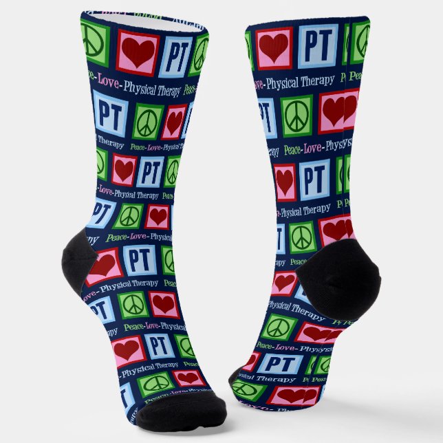 Peace Liebe Physical Therapy Blue Therapist PT Socken (Gewinkelt)