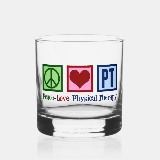 Peace Liebe Physikalische Therapie Niedlich PT Whiskyglas (Vorderseite)
