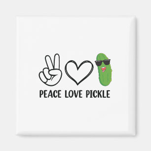 Peace Liebe Pickle Dancing Cucumber Pickle Food Sq Magnet