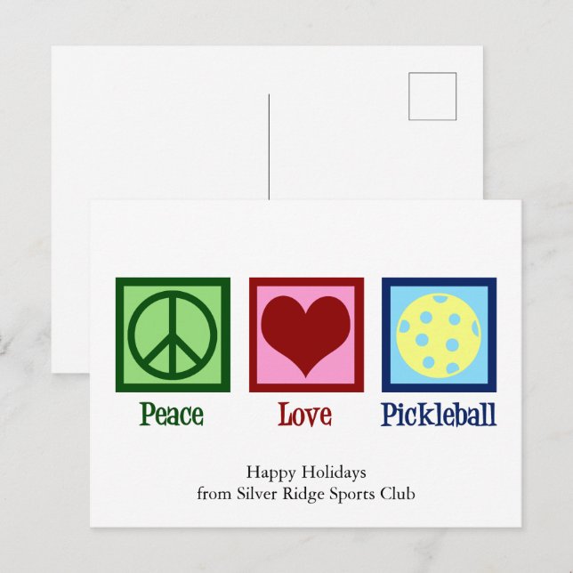 Peace Liebe Pickleball Niedlicher Urlaub Postkarte (Vorne/Hinten)