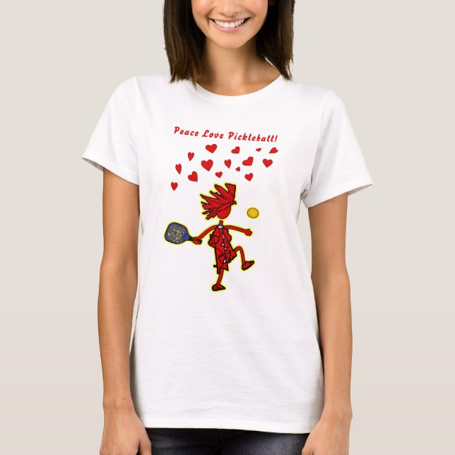 Peace Liebe Pickleball Valentine T - Shirt (Vorderseite)