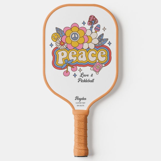 Peace Liebe & Pickleball Word Art Custom Text Name Pickleball Schläger (Vorderseite)