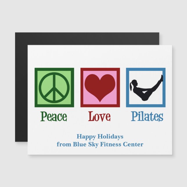 Peace Liebe Pilates Custom Christmas Magnet Card (Vorne/Hinten)