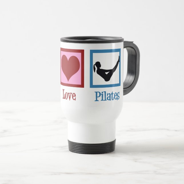 Peace Liebe Pilates Teacher Niedliches Geschenk Reisebecher (VorderseiteRechts)