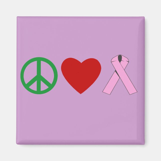 Peace Liebe Pink Ribbon T Shirts, Tasse Magnet (Vorne)