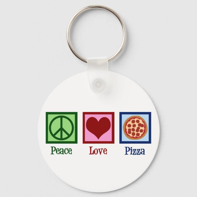 Peace Liebe Pizza Schlüsselanhänger (Vorderseite)