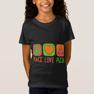 Peace Liebe Pizza Slice Cool Groovy Hippie 60er 70 T-Shirt