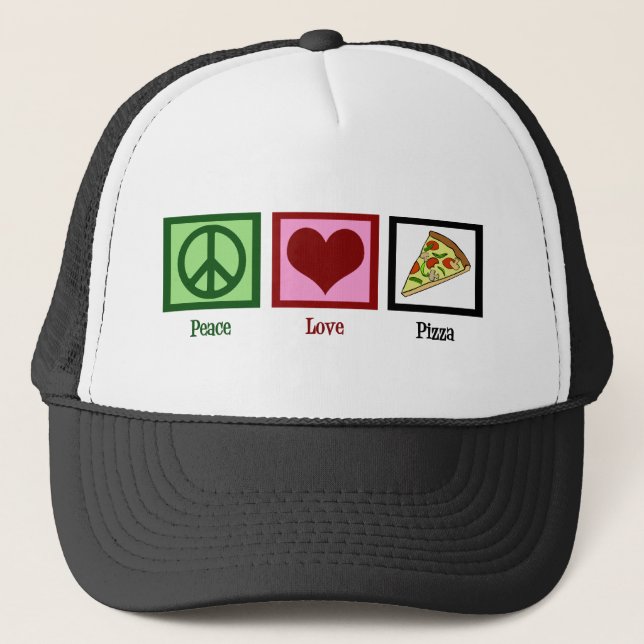 Peace Liebe Pizza Truckerkappe (Vorderseite)