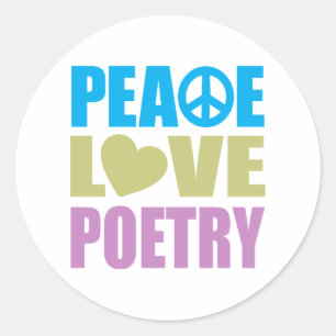 Peace Liebe Poetry Runder Aufkleber