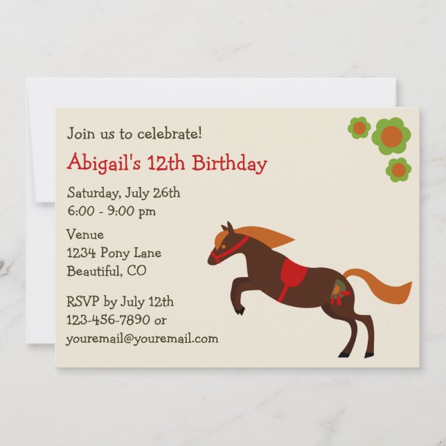 Peace Liebe Ponies Girl's Birthday Einladung (Vorderseite)
