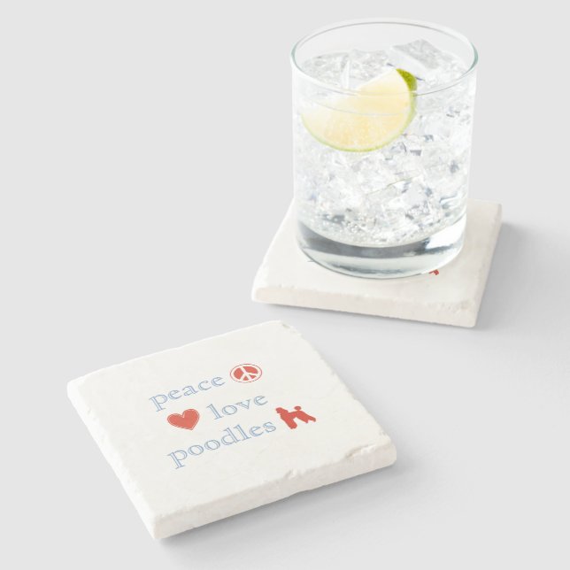 Peace Liebe Poodles Stone Drink Untersetzer (Seitenansicht)