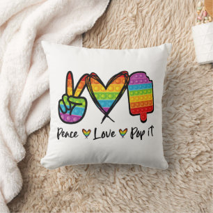 Peace Liebe Pop Es Kissen, Regenbogen Pop Es Kissen