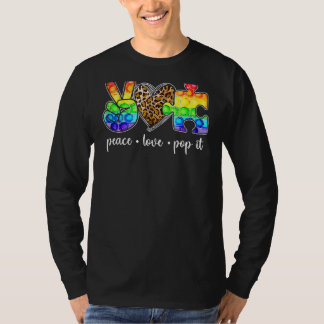 Peace Liebe Pop Es rätselt die Autismus-Bewusstsei T-Shirt