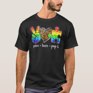 Peace Liebe Pop Es rätselt die Autismus-Bewusstsei T-Shirt