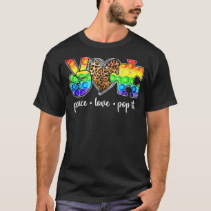 Peace Liebe Pop Es rätselt die Autismus-Bewusstsei T-Shirt