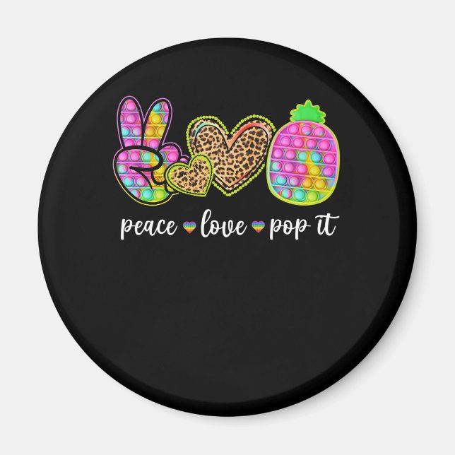Peace Liebe Pop It Pineapulfidget Toy Magnet (Vorne)