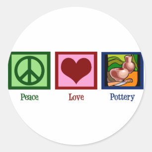 Peace Liebe Pottery Runder Aufkleber