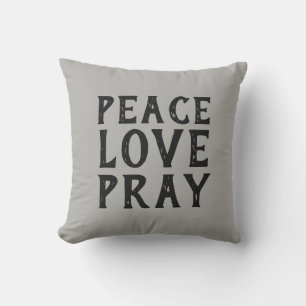PEACE LIEBE PRAY Typografie   Kissen