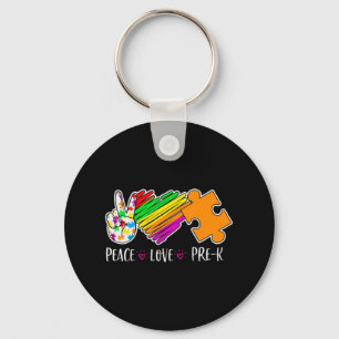 Peace Liebe Pre-K Autismus Awareness - 100 Tage sm Schlüsselanhänger
