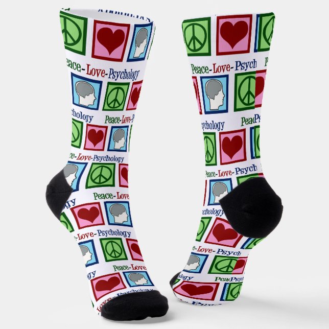 Peace Liebe Psychology Niedlich Psychologin Socken (Gewinkelt)