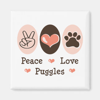 Peace Liebe Puggles Magnet