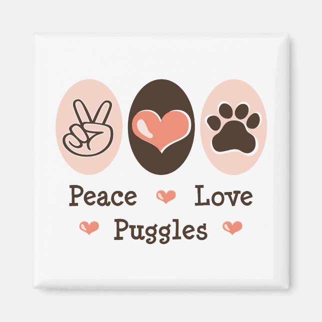 Peace Liebe Puggles Magnet (Vorne)
