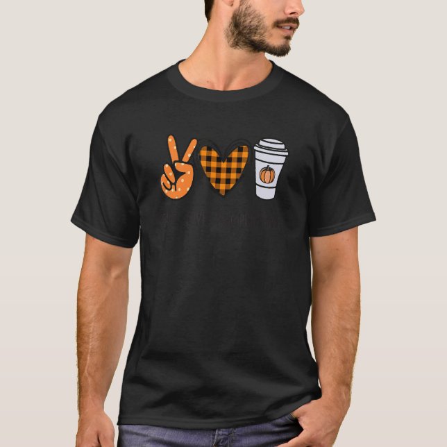 Peace Liebe Pumpkin Gewürz Erntedank Friedenszeich T-Shirt (Vorderseite)