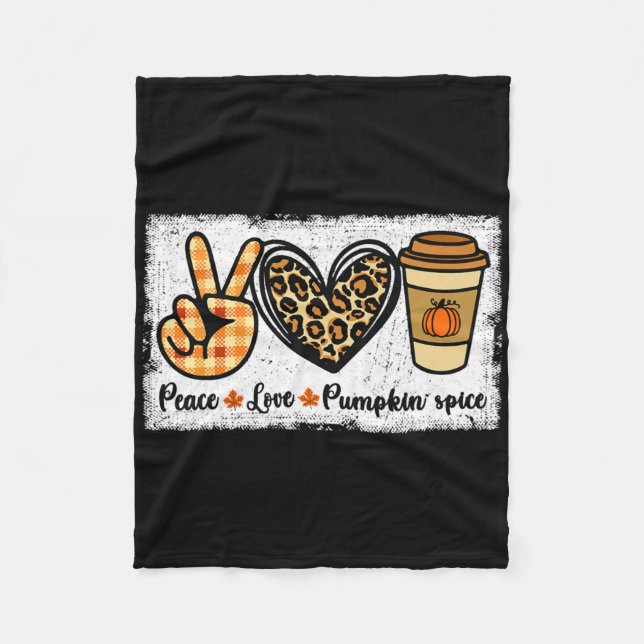 Peace Liebe Pumpkin Gewürz Fleecedecke (Vorderseite)