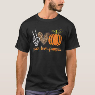 Peace Liebe Pumpkin Leopard HerzensHalloween T-Shirt