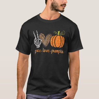 Peace Liebe Pumpkin Leopard HerzensHalloween T-Shirt