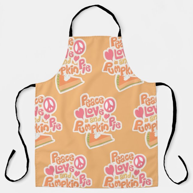 Peace Liebe Pumpkin Pie Cartoon Pie Motto Schürze (Vorderseite)