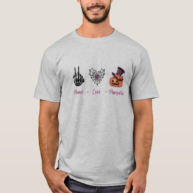 Peace Liebe Pumpkin T - Shirt | Niedliches Fall-Gr (Vorderseite)