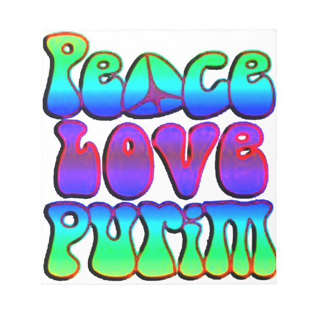 Peace Liebe Purim Notizblock (Vorderseite)