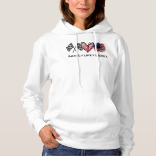 Peace Liebe Racing Flag America Racing Liebhaber Hoodie