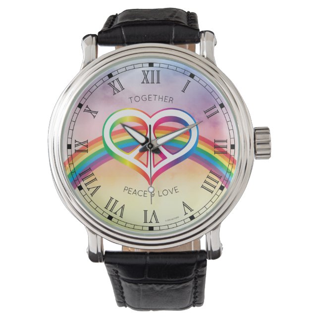Peace Liebe Rainbow Armbanduhr (Vorderseite)