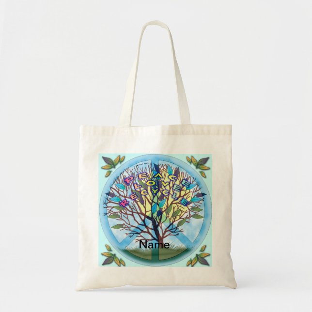 Peace Liebe Recycle Tote Bag Tragetasche (Vorne)