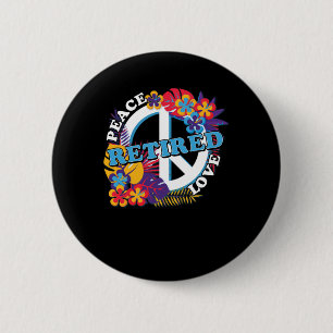 Peace Liebe Rent Rentirement Opa Hippie Gift Button