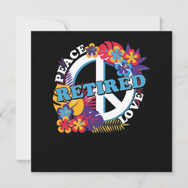 Peace Liebe Rent Rentirement Opa Hippie Gift Einladung (Vorderseite)