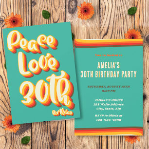 Peace Liebe Retro Groovy Sunset 30. Geburtstag Einladung