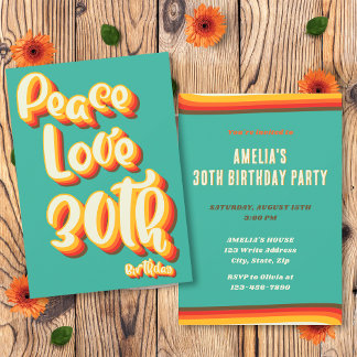 Peace Liebe Retro Groovy Sunset 30. Geburtstag Einladung