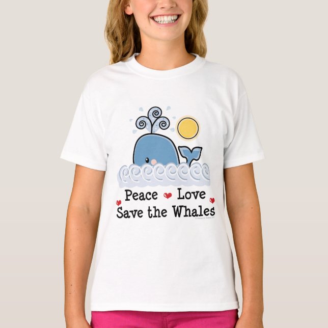 Peace Liebe Rettete The Whales Kids Ringer T-Shirt (Vorderseite)