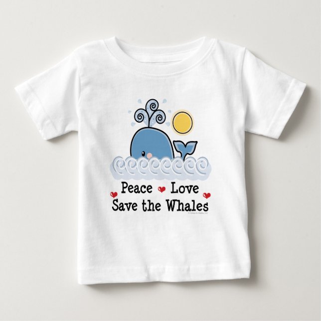 Peace Liebe Rettete Whales Säugling Long Sleeve T- Baby T-shirt (Vorderseite)