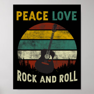Peace Liebe Rock & amp: Roll Guitar Player Gitarri Poster