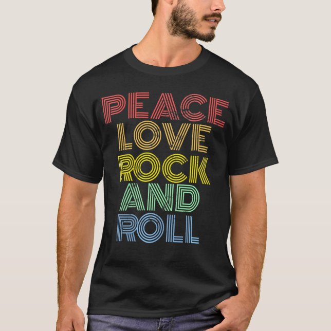 Peace Liebe Rock and Roll Distressed Rock Concept  T-Shirt (Vorderseite)