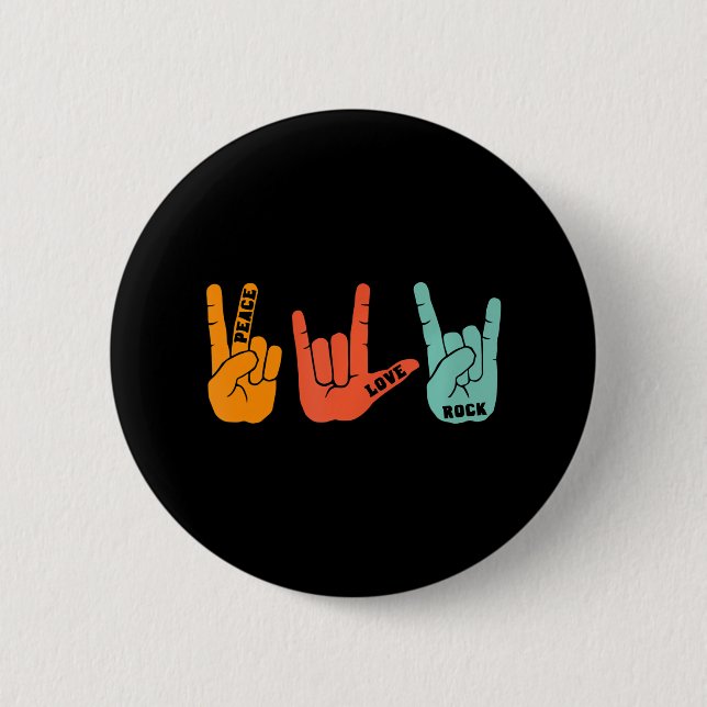 Peace Liebe Rock and Roll Rock Band Konzert Button (Vorderseite)