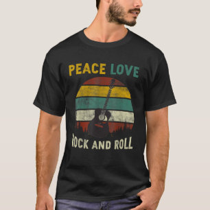 Peace Liebe Rock Roll Guitar Player Gitarrist Vint T-Shirt