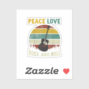 Peace Liebe & Rock & Roll Guitarist V Aufkleber