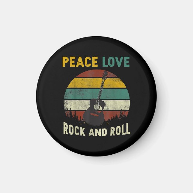 Peace Liebe & Rock & Roll Guitarist V Magnet (Vorne)