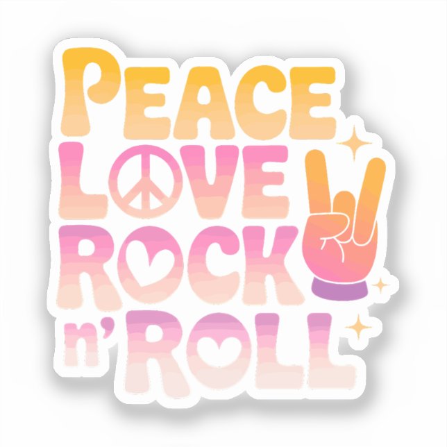 Peace Liebe Rock'n'Roll - Music-Inspiriert Typogra Aufkleber (Vorderseite)