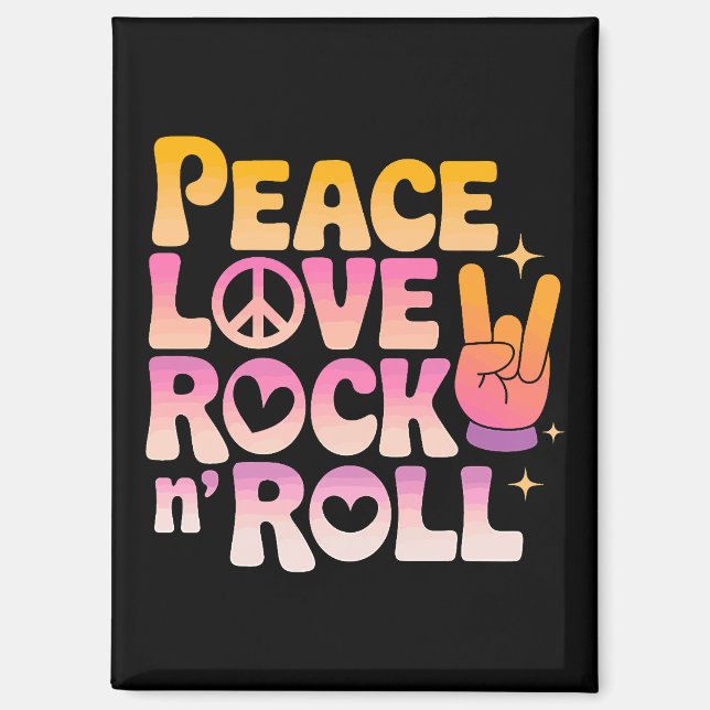 Peace Liebe Rock'n'Roll - Music-Inspiriert Typogra Magnet (Vorderseite)
